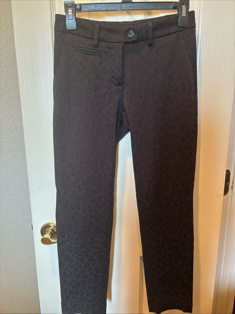 Mason's Italy New York Slim Chino Pants Black Leopard Animal Print Stretch 2